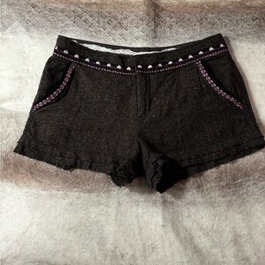 Free People Wool Shorts with Embroidered Detail